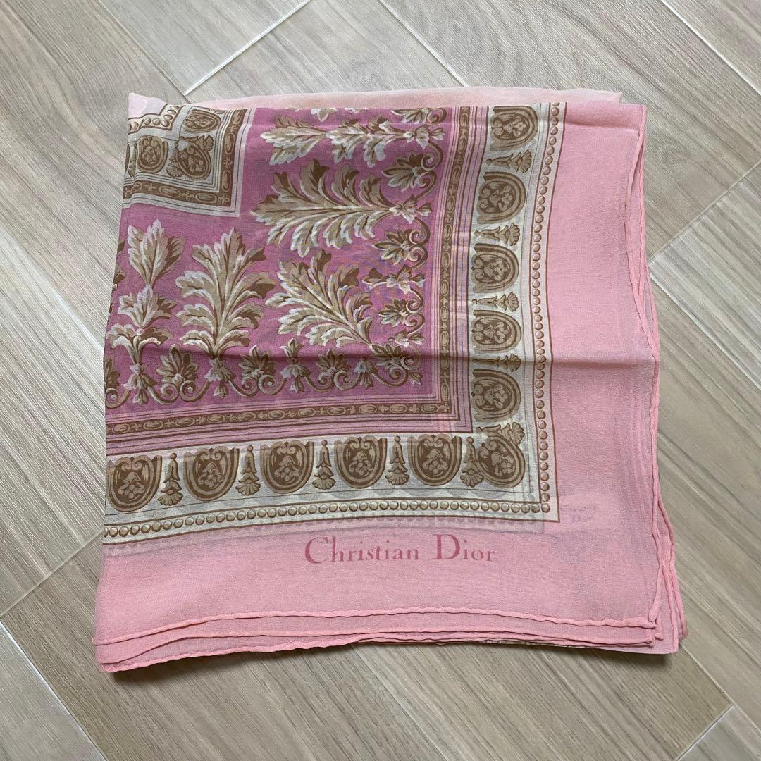 Christian Dior 大判スカーフ シルク　ピンク