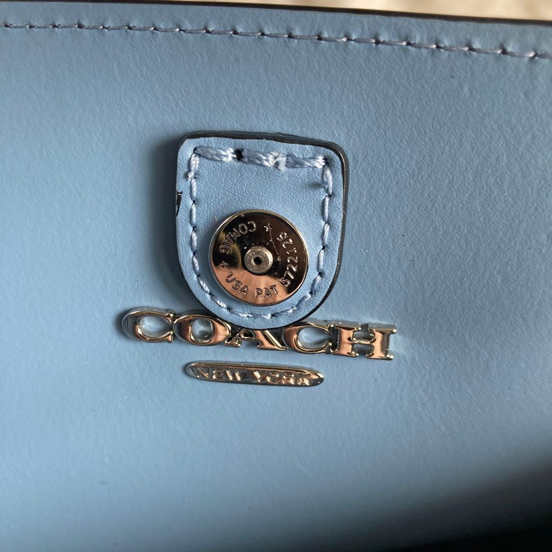 新品同様COACH 2wayトートバッグ　ネイビー系　レザー　91490