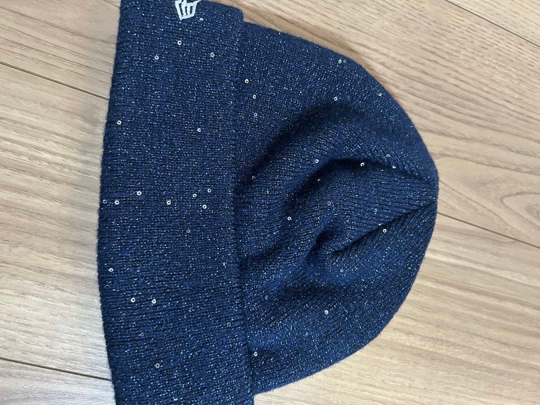 SUPREME ネイビー ニット帽　ラメ　スパンコール　キラキラ