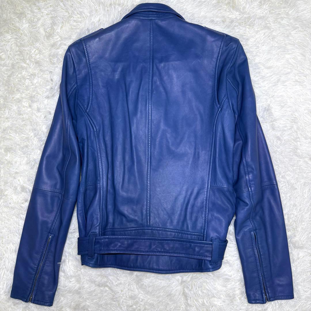 希少カラー ABAHOUSE アバハウス レザー ライダース ジャケット ブルー