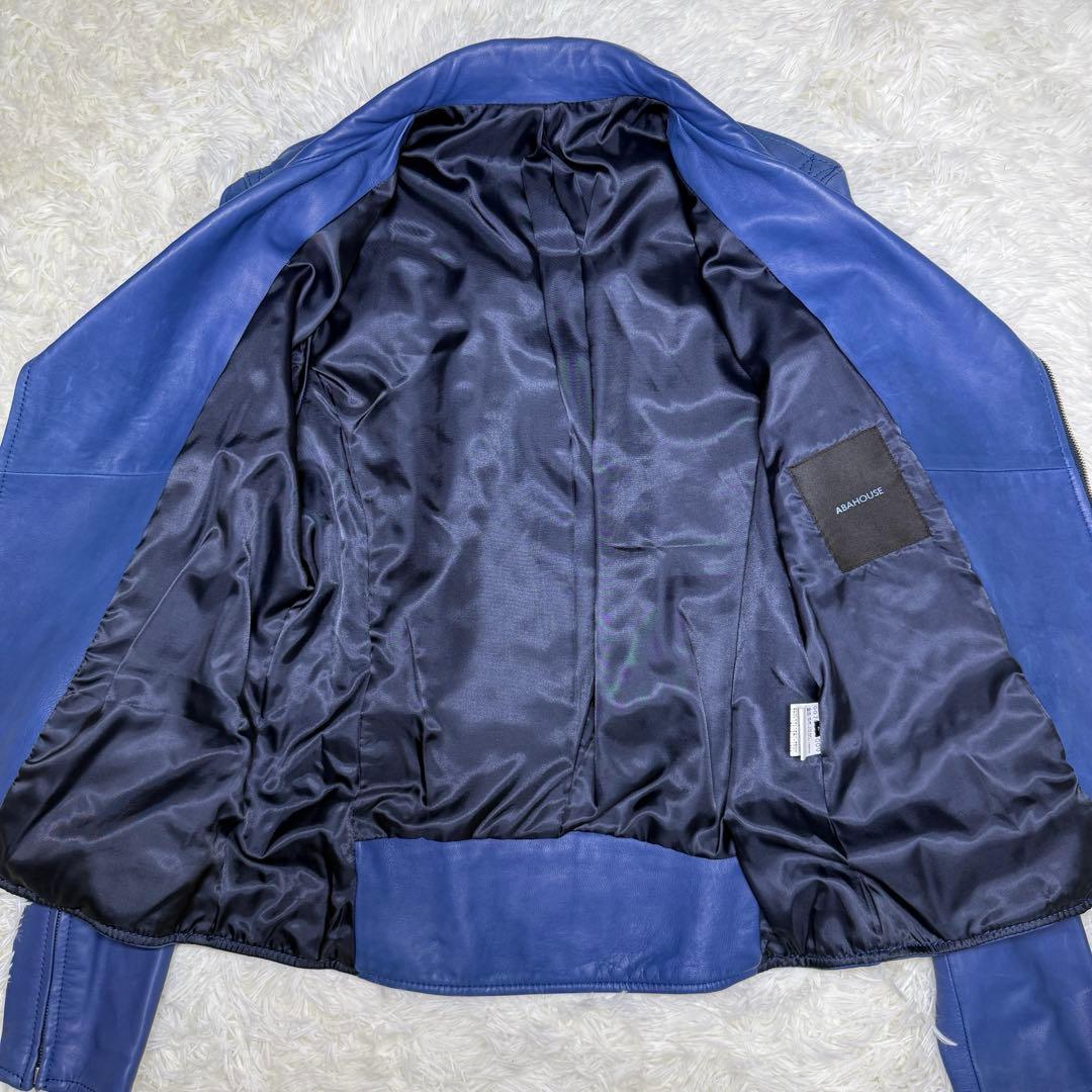 希少カラー ABAHOUSE アバハウス レザー ライダース ジャケット ブルー