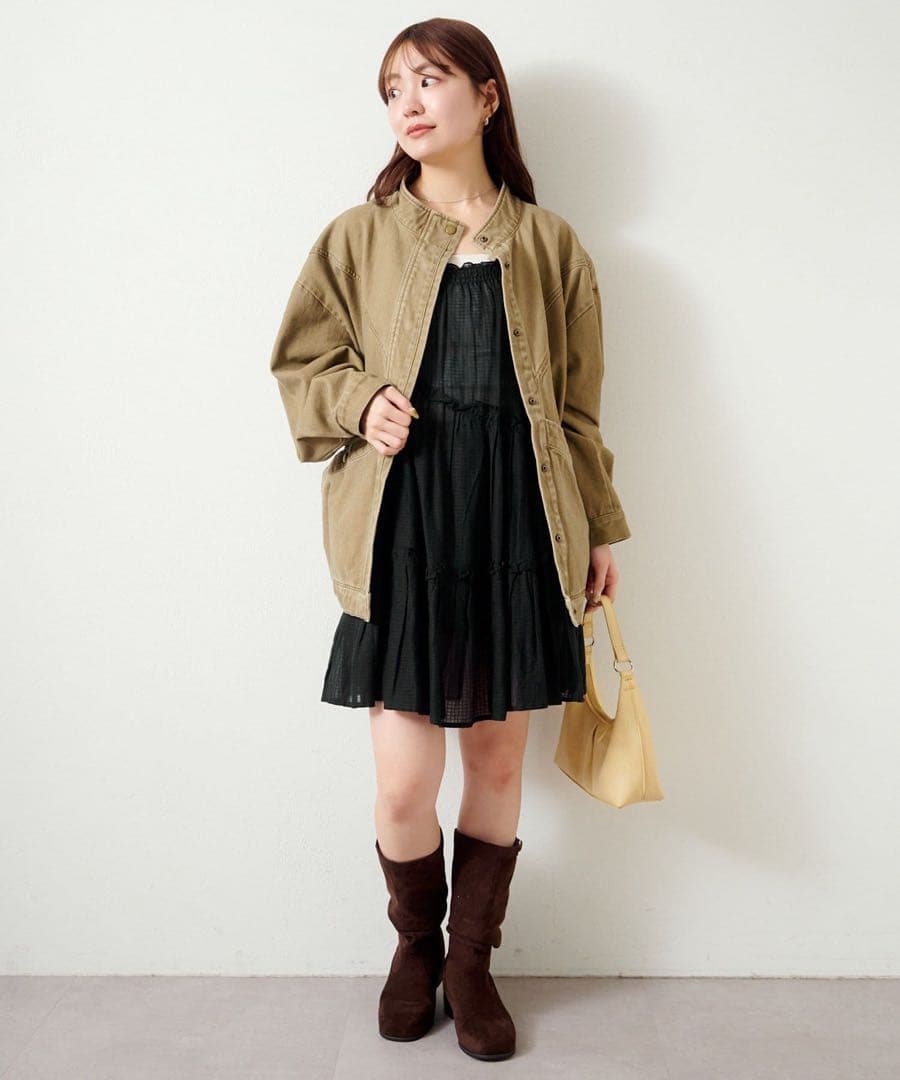 新品　Kastane カラーツイルレース付きジャケット　カスタネ ベージュ