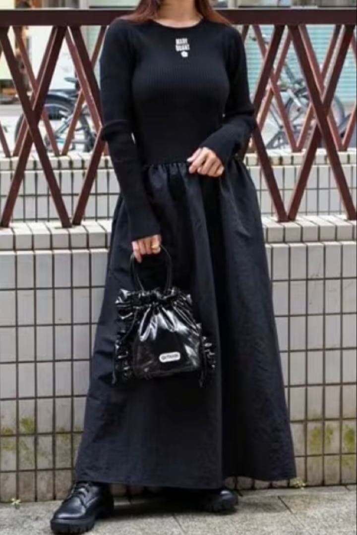 美品　MARY QUANT ブラック ロングワンピース　マキシ丈　フリーサイズ