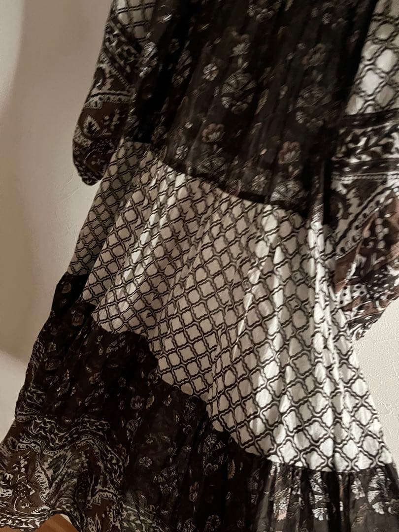 SLOBE IENA★インドパネルプリントドッキングワンピース