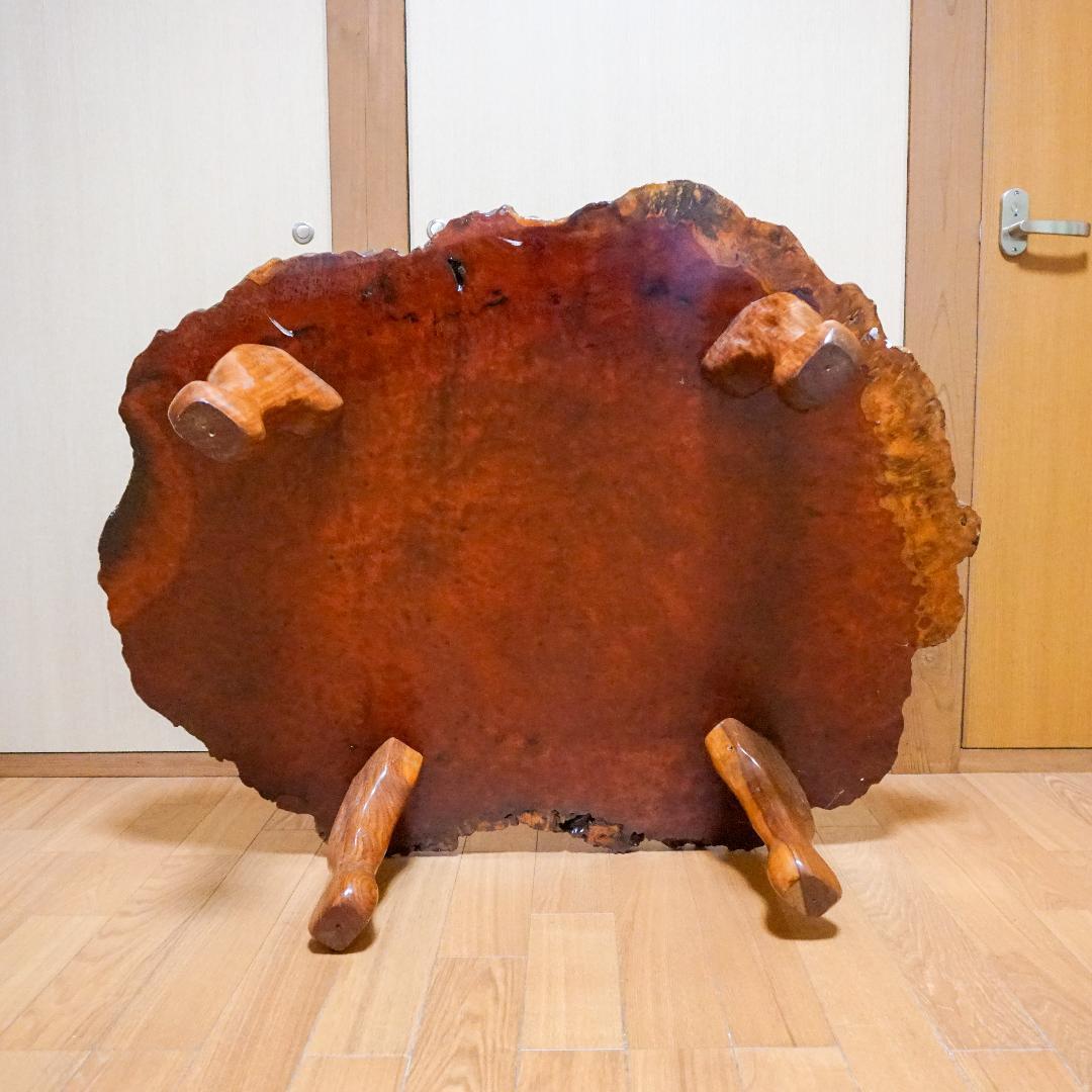 花梨 瘤杢 一枚板 座卓 110cm 無垢 天板45mm 耳付き ローテーブル