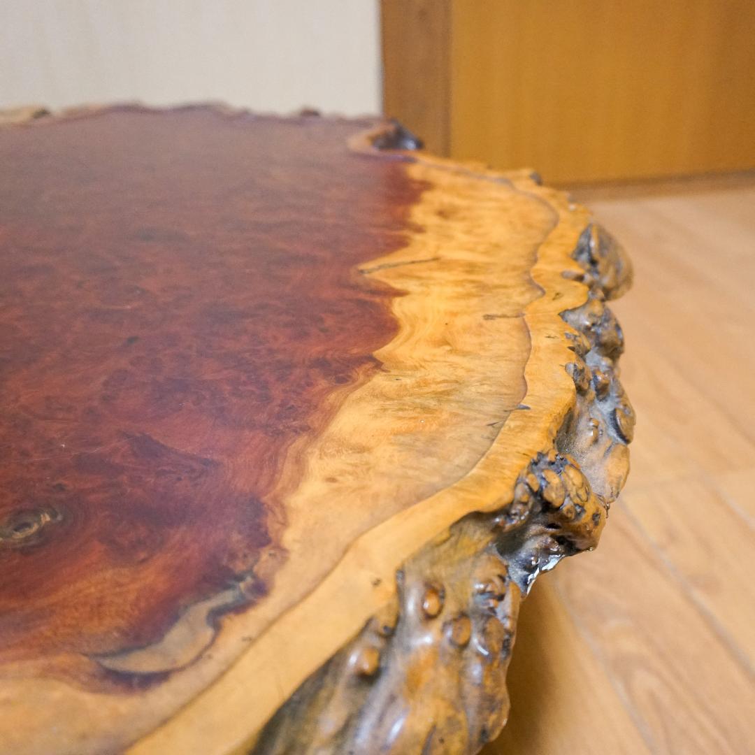 花梨 瘤杢 一枚板 座卓 110cm 無垢 天板45mm 耳付き ローテーブル