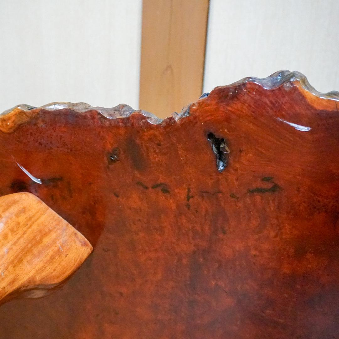 花梨 瘤杢 一枚板 座卓 110cm 無垢 天板45mm 耳付き ローテーブル