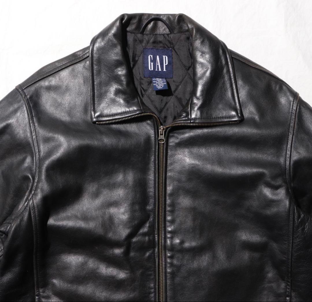90s OLD GAP ブラック 本革 レザージャケット 黒