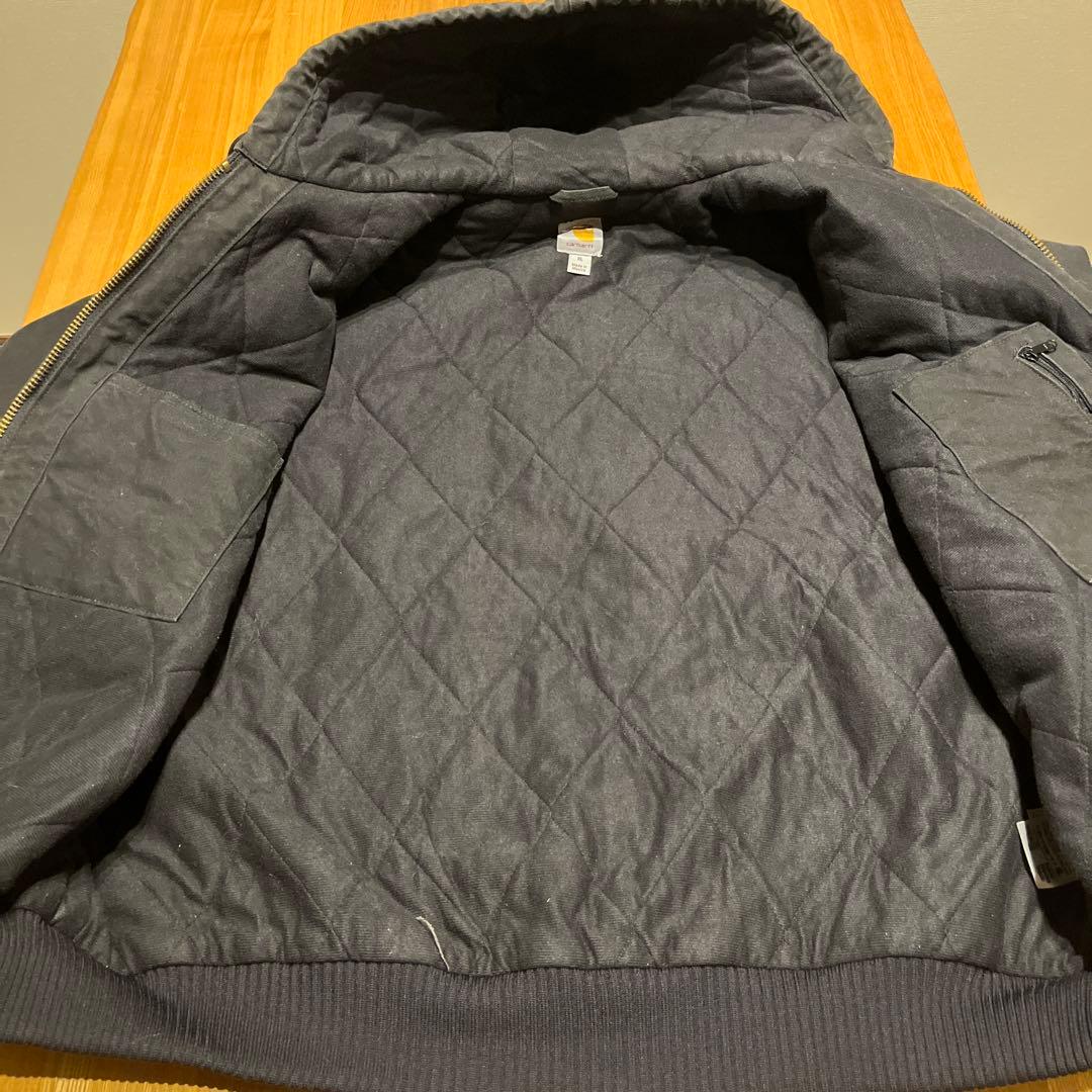 Carhartt フード付き　アクティブジャケット　ブラック　フェード　革タグ
