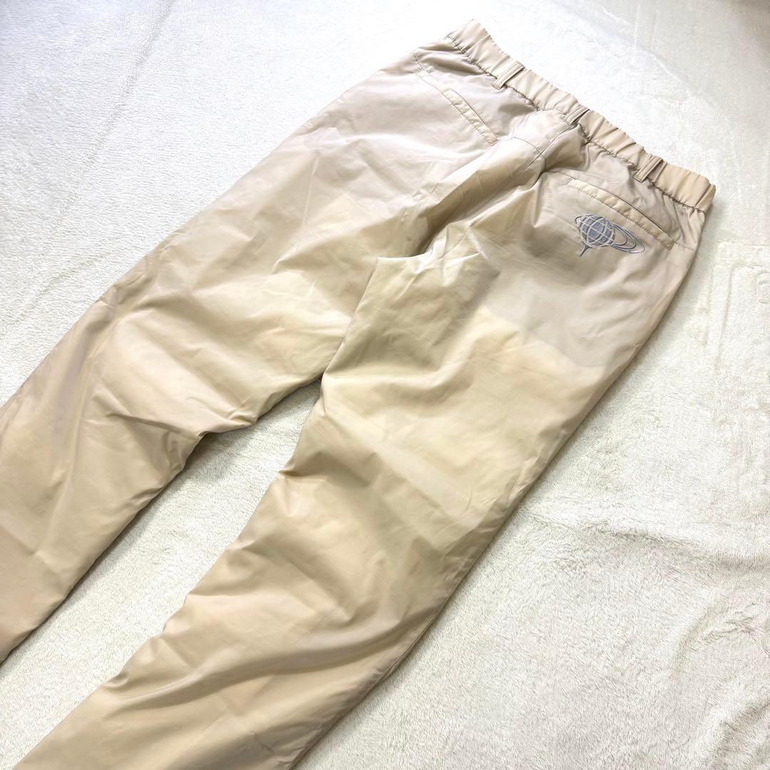 BEAMS GOLF 刺繍ロゴ 防寒中綿 ウエストゴム 暖パンツ L ベージュ