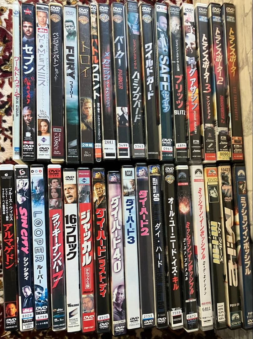 洋画34本まとめ売りレンタル落ち★Ｂウィリス・Ｂピット・Jステイサム・Tクルーズ