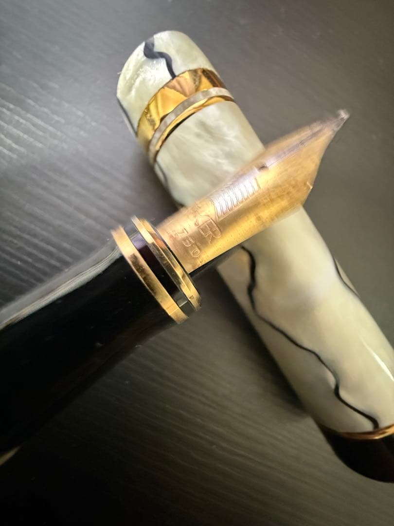 【美品】Parker パーカー DUOFOLD デュオフォールド 万年筆 パール