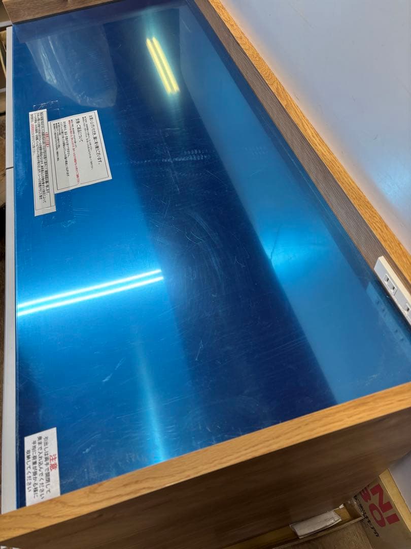 大型木目調キッチンカウンター ステンレストップ