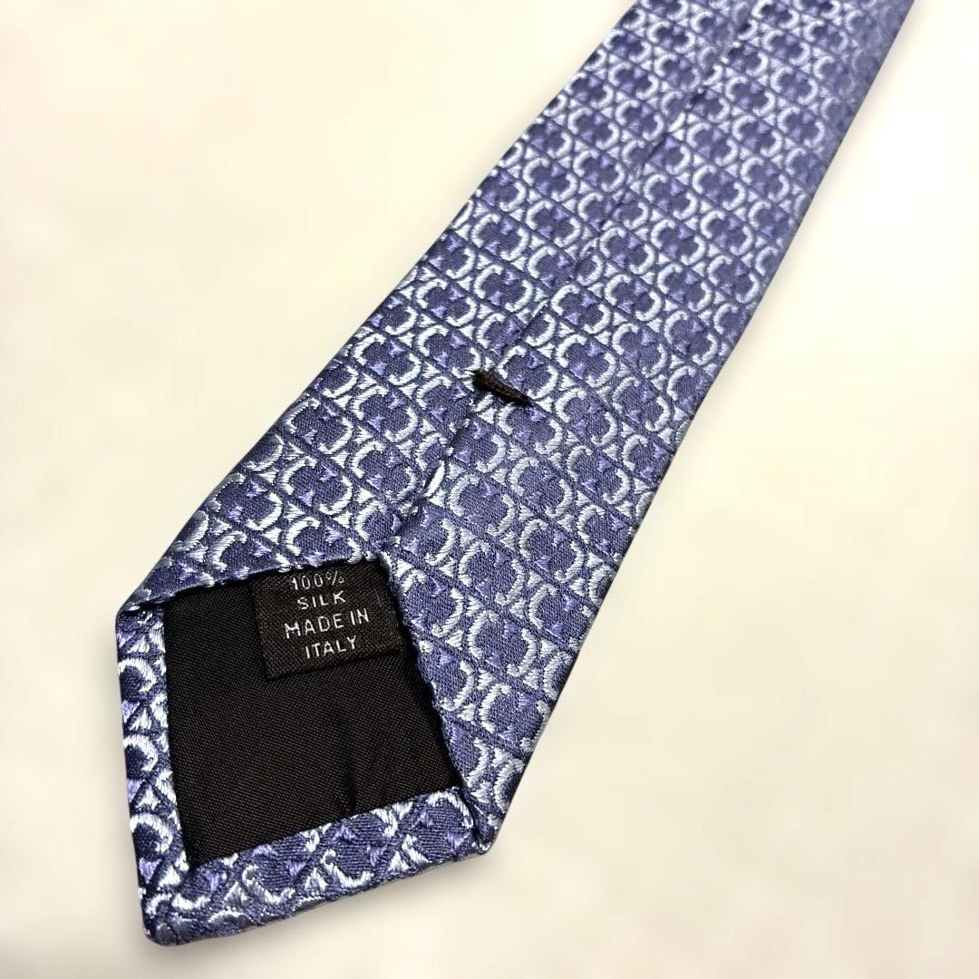 【極美品】高級 CELINE セリーヌ ネクタイ マカダム柄 高級シルク