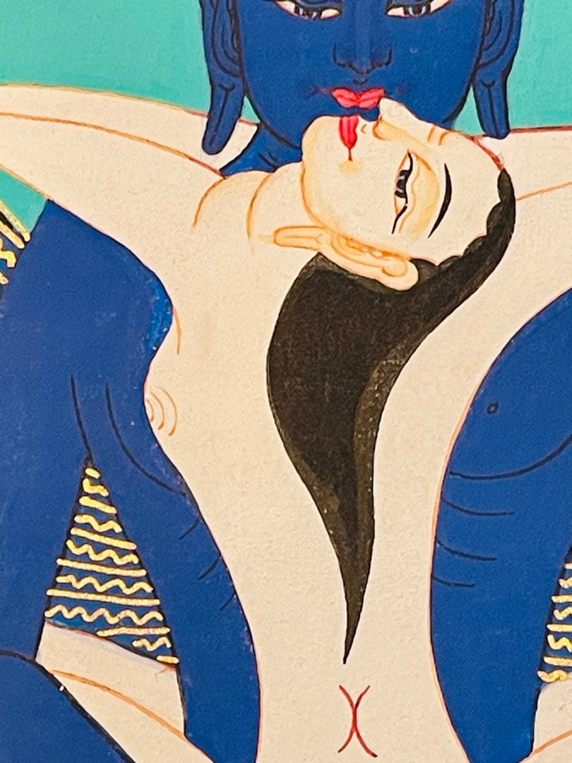 手描き 肉筆画 シャクティ タンカ 曼荼羅 仏陀 ブッタ 38.5 × 28.5