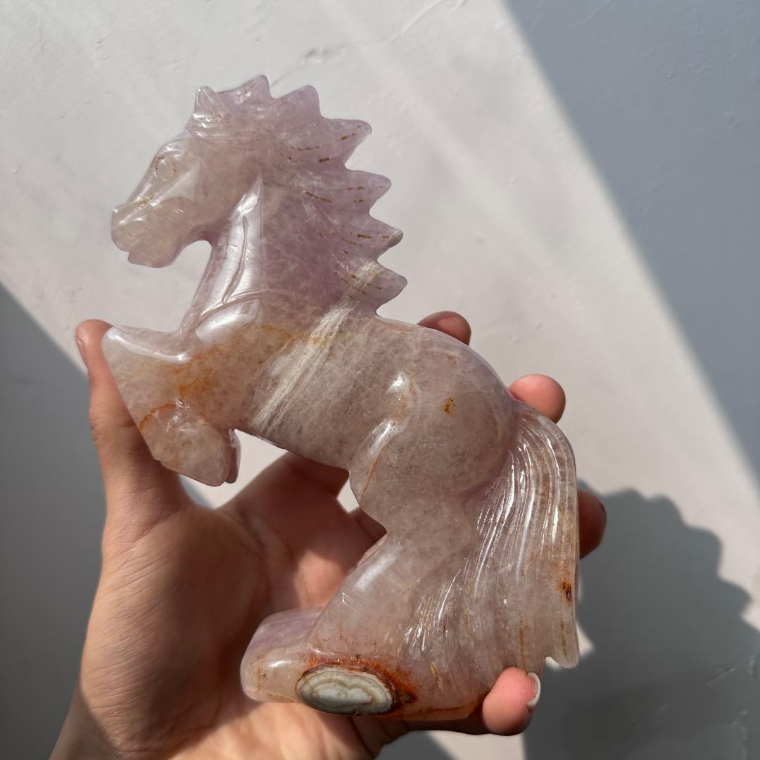天然石瑪瑙の馬　置物　ご購入前に在庫確認G.1305