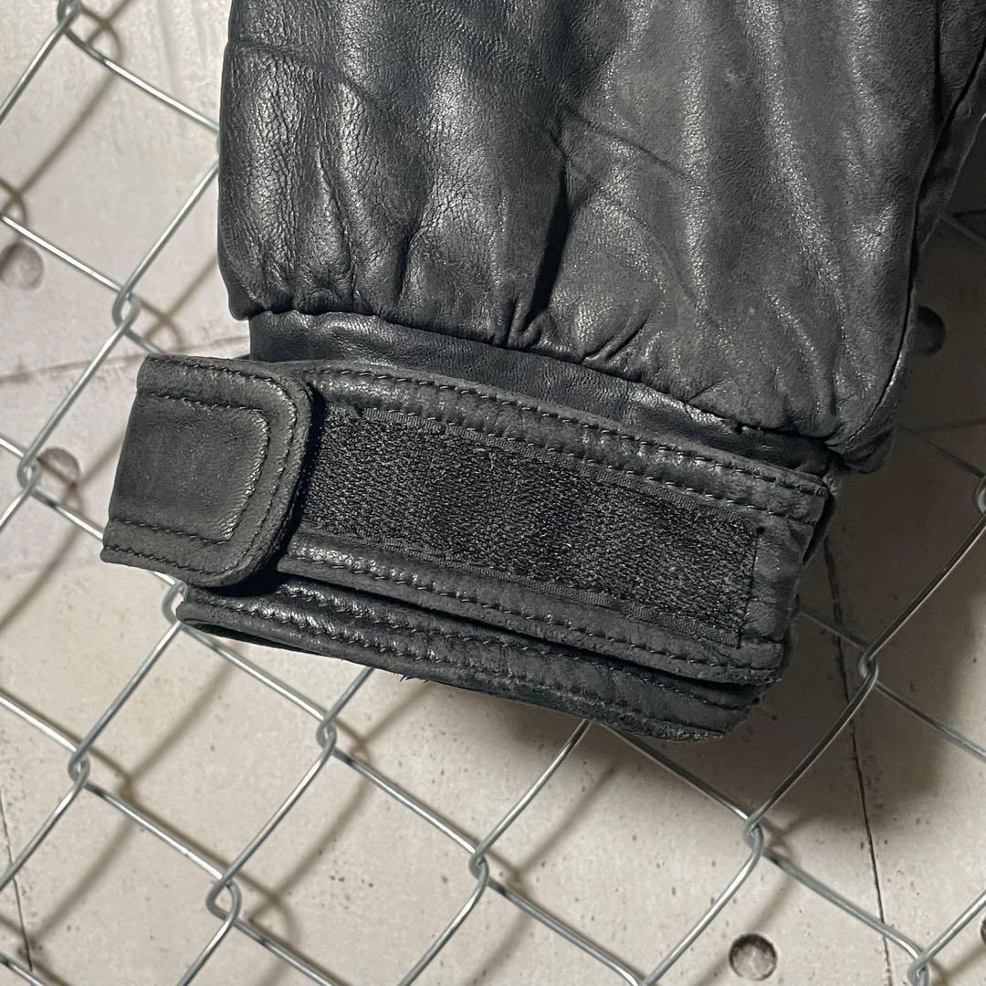 MASSINI レザージャケット シープスキン 羊革 革ジャン 短丈 黒 L