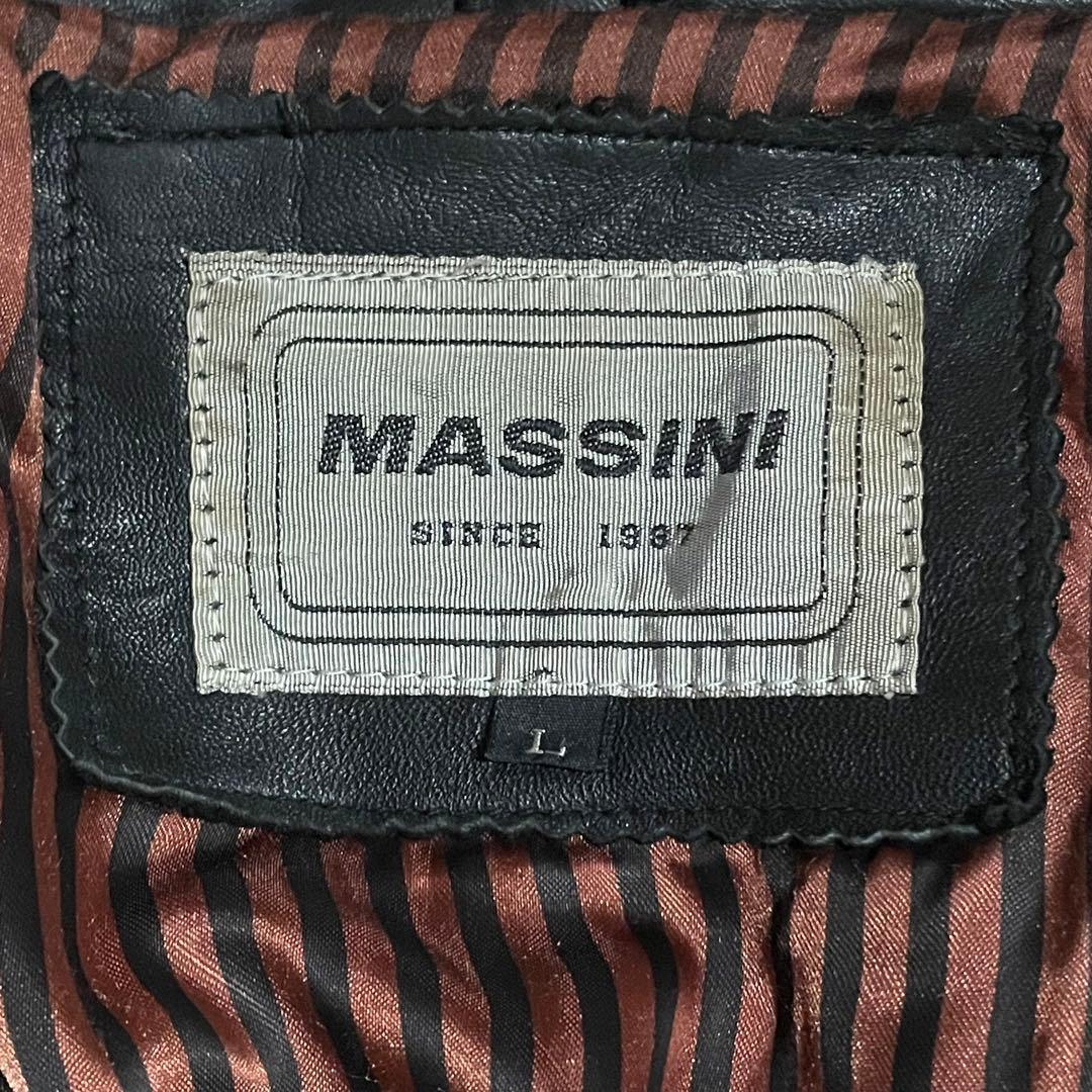 MASSINI レザージャケット シープスキン 羊革 革ジャン 短丈 黒 L
