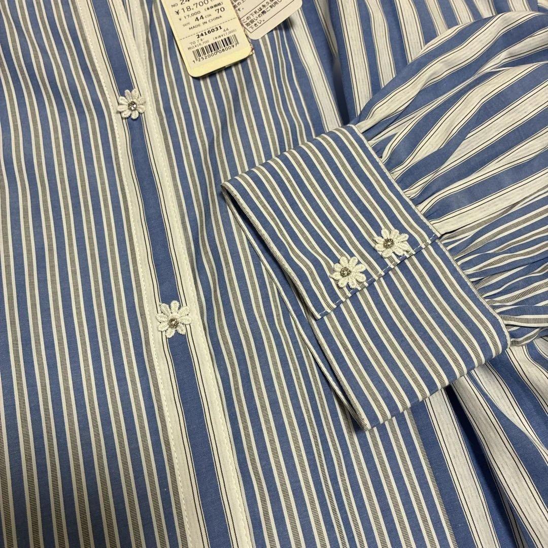 スーパービューティー☆44☆新品　ストライプ柄シャツワンピース