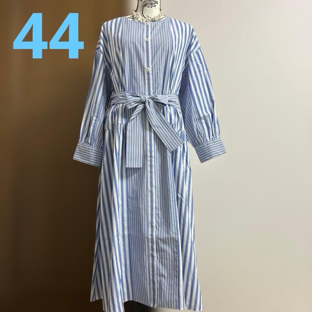 スーパービューティー☆44☆新品　ストライプ柄シャツワンピース