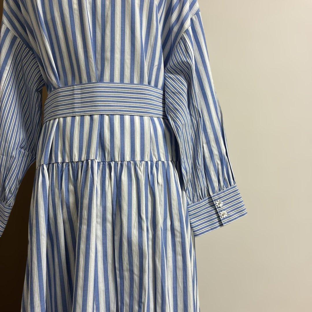 スーパービューティー☆44☆新品　ストライプ柄シャツワンピース
