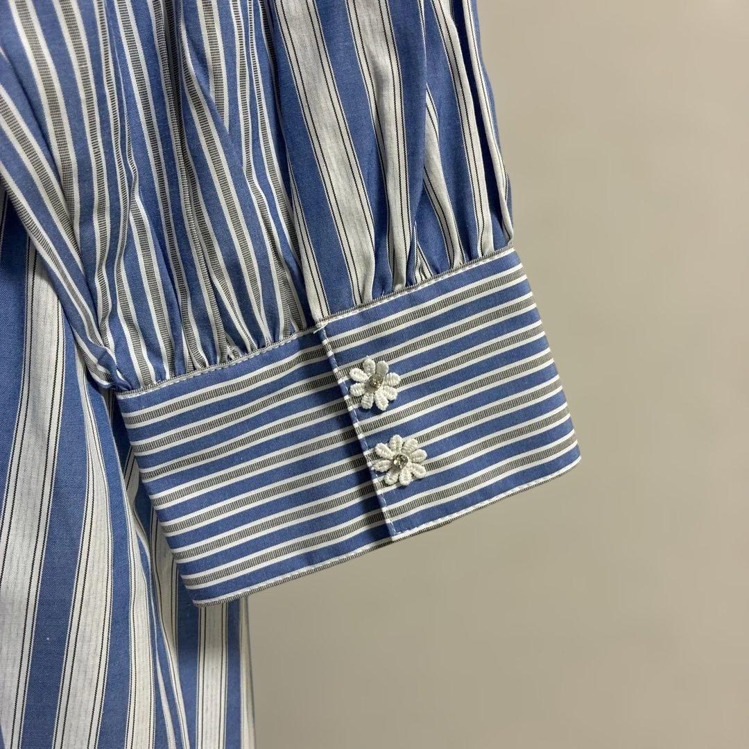 スーパービューティー☆44☆新品　ストライプ柄シャツワンピース