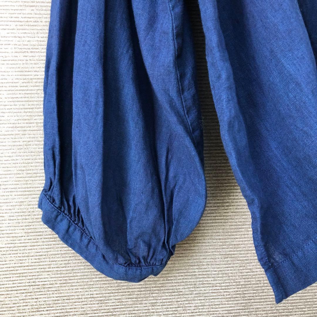 nest robe 2025SS 水撚りリネン襟付きブラウス インディゴブルー