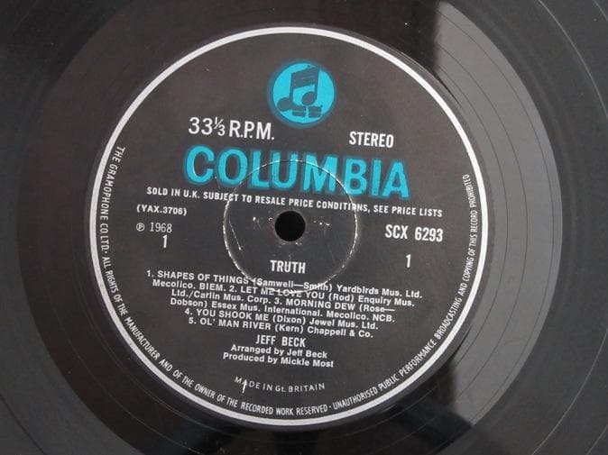 Jeff BECK★Truth UK Blue Columbia Stereo
