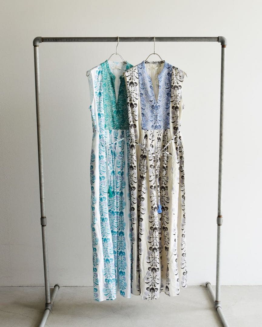 25SS完売 ヌキテパCOTTON JQD COMBI EMB刺繍 マキシワンピ