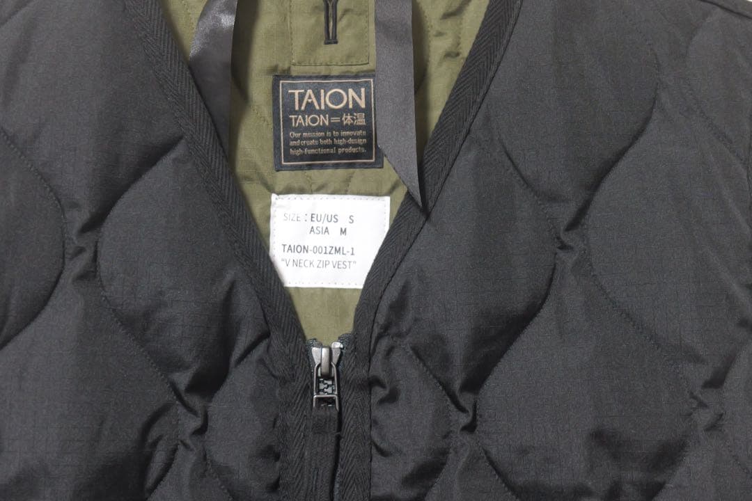 TAIONミリタリーVネックジップ ダウンベスト TAION-001ZML-1