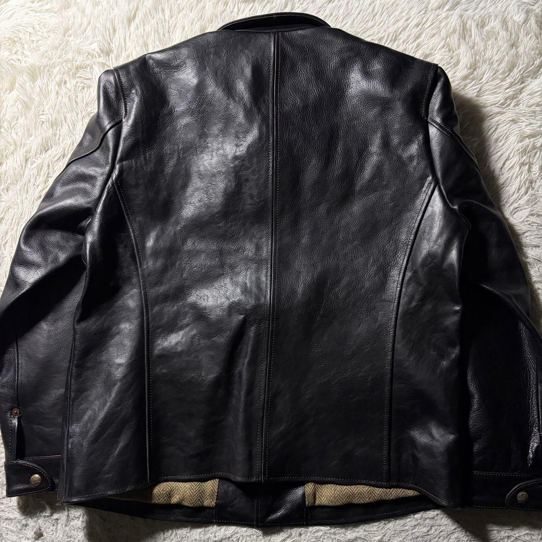 【所ジョージ着用】LEATHER BOMU レザージャケット　馬革　黒　3XL