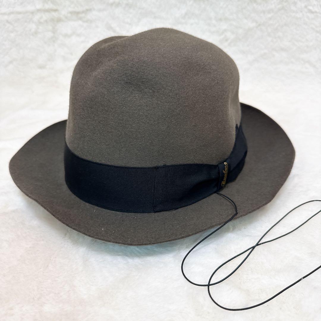 美品✨ ボルサリーノ フェドラハット ラビットファー フェルト グレー