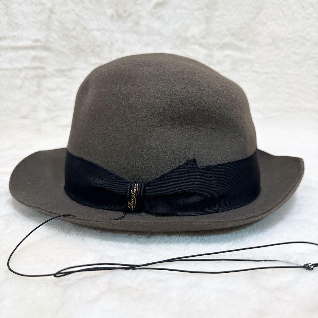 美品✨ ボルサリーノ フェドラハット ラビットファー フェルト グレー