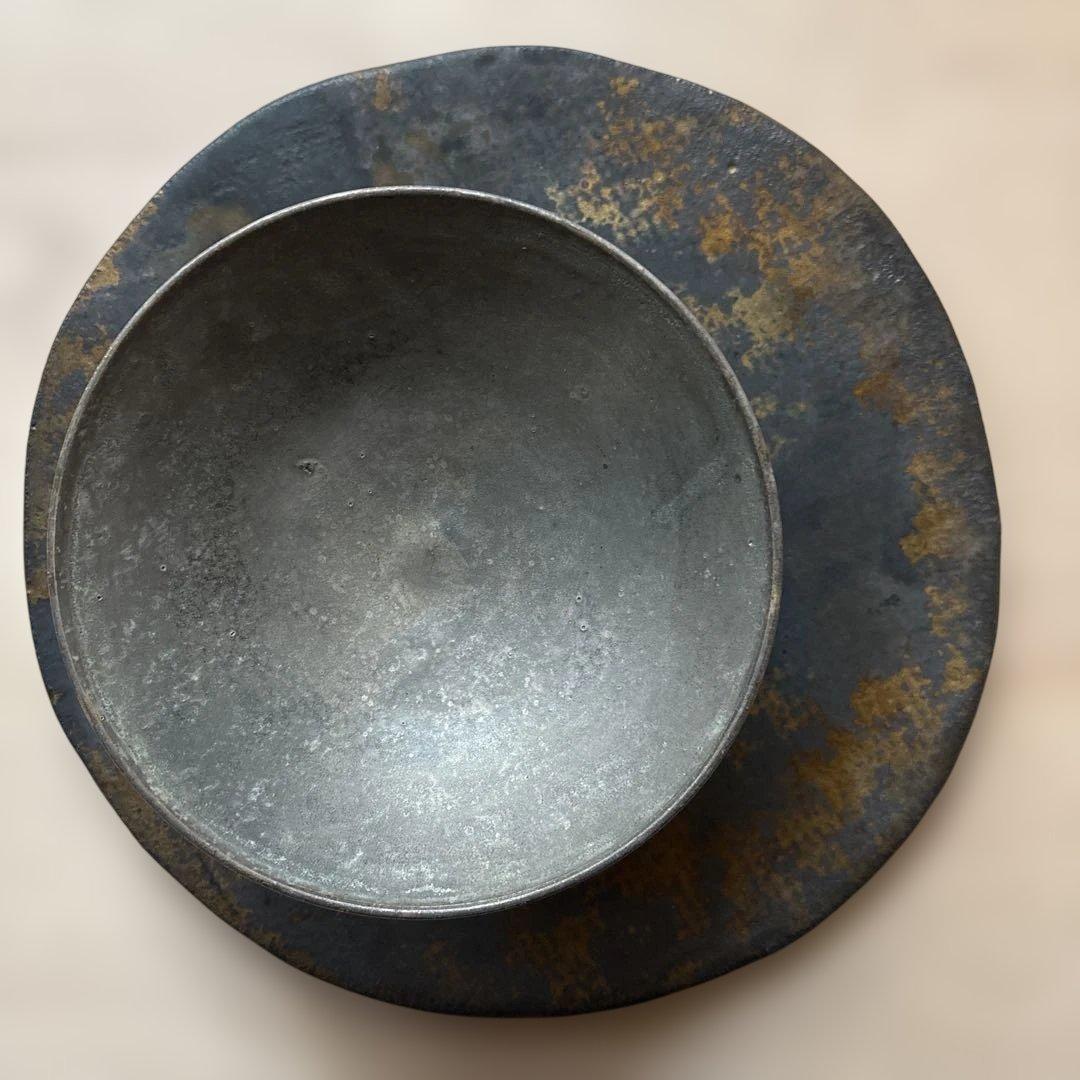 作家 コンポート 高台 銀彩／作家もの 器