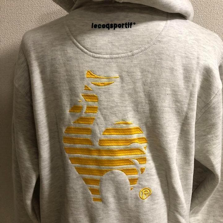 ルコック★ジップアップ 刺繍ロゴ パーカー 裏起毛 グレー Lサイズ