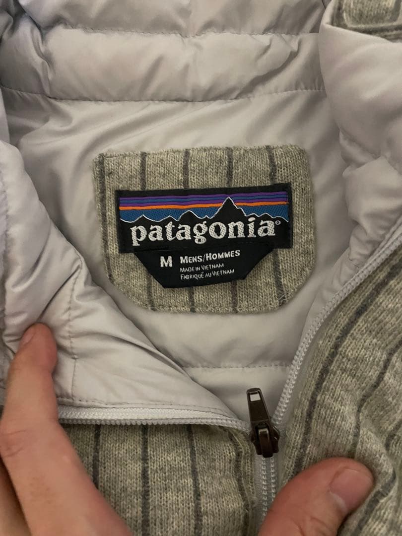patagonia ストライプ ダウンベスト M