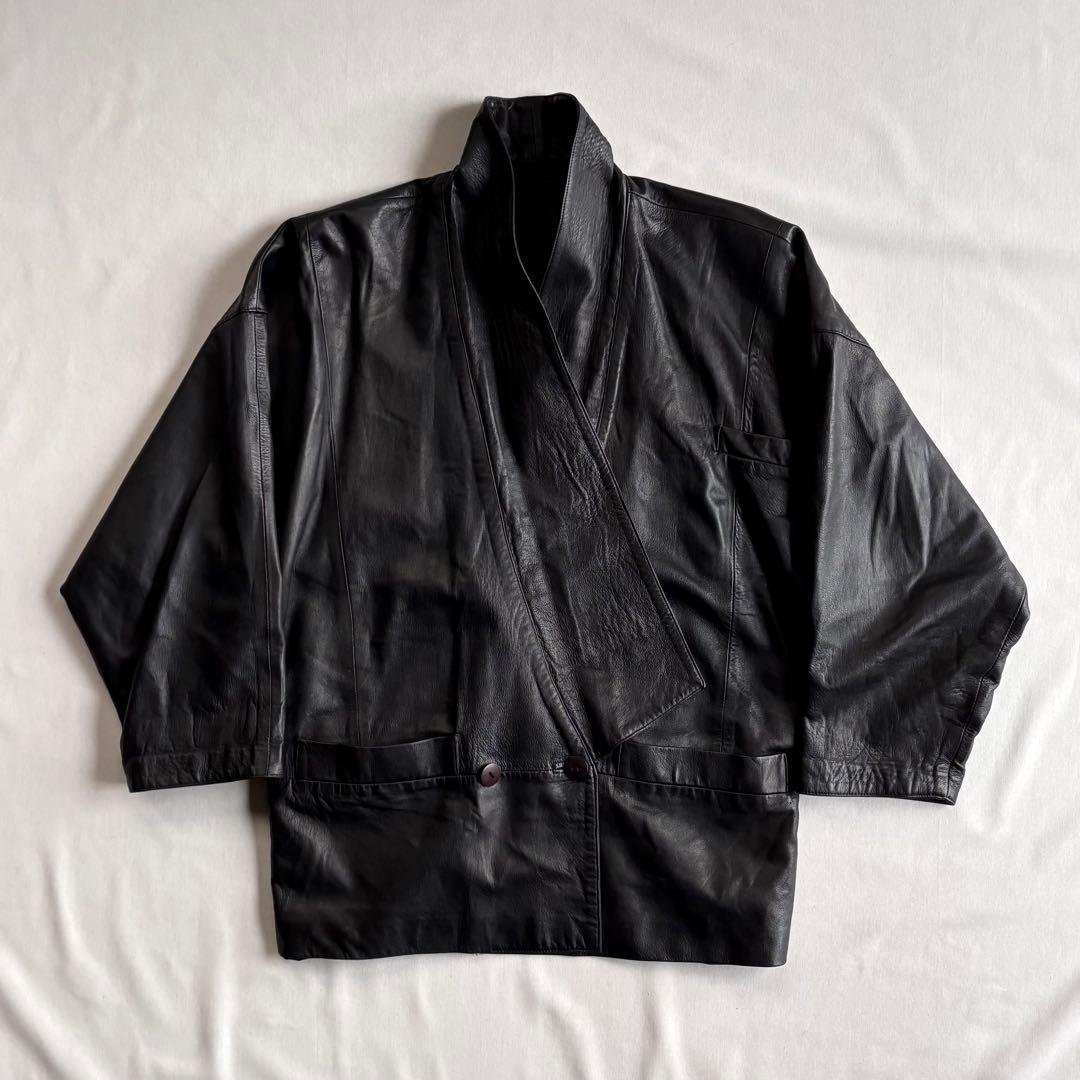 80s-90s EURO label “KIMONO\" leather JKT