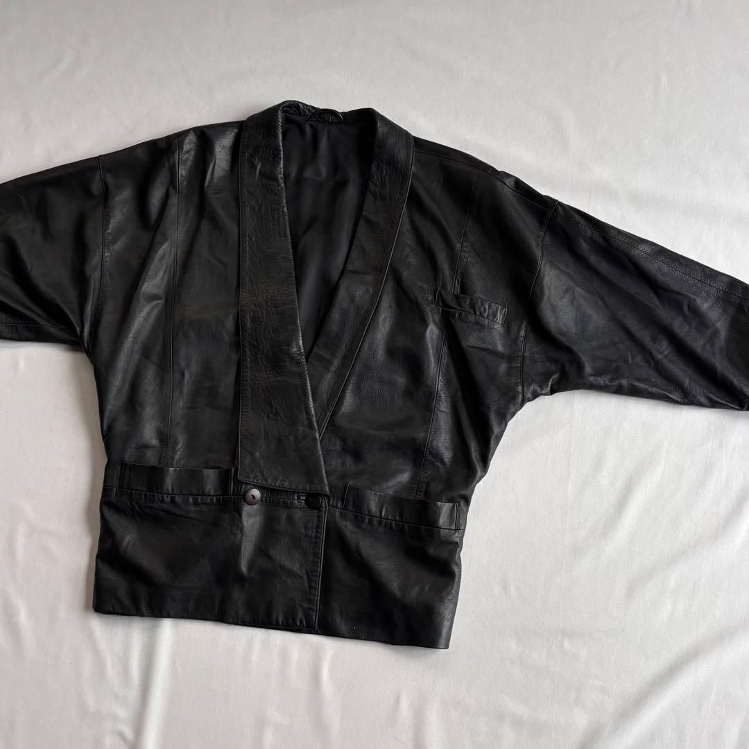 80s-90s EURO label “KIMONO\" leather JKT