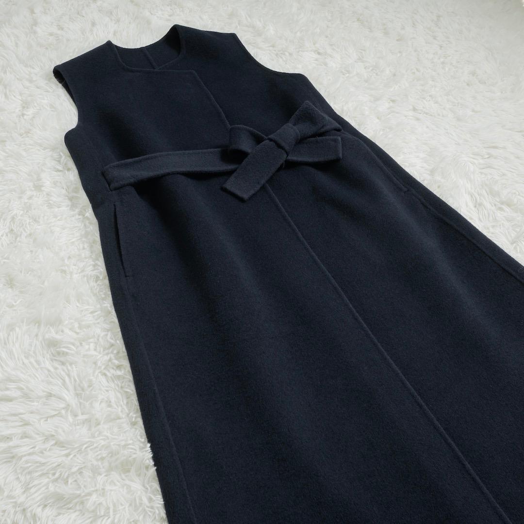Deuxieme Classe ウールアンゴラ ロングベスト 38 ネイビー