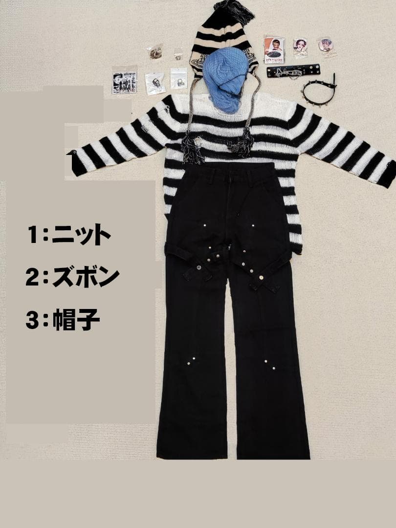 田中 リンクNANA 岡崎真一 ニット ズボン ネックレス帽子 M