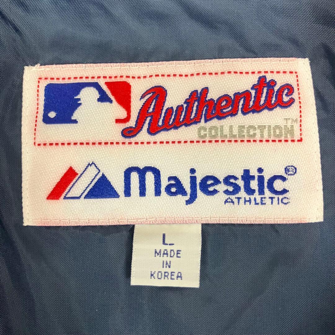00s MLB ツインズ ハーフジップ ナイロンプルオーバー 古着 刺繍 紺 L