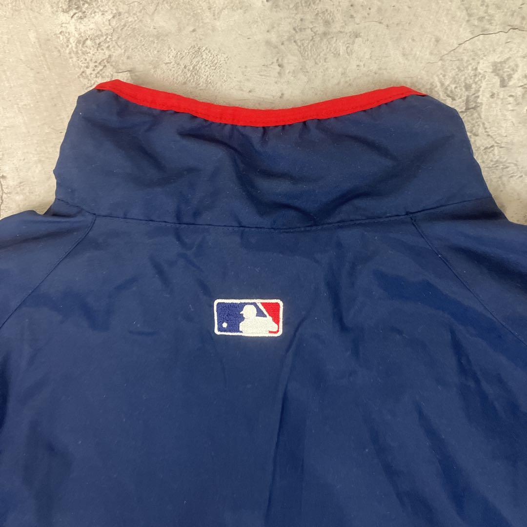 00s MLB ツインズ ハーフジップ ナイロンプルオーバー 古着 刺繍 紺 L