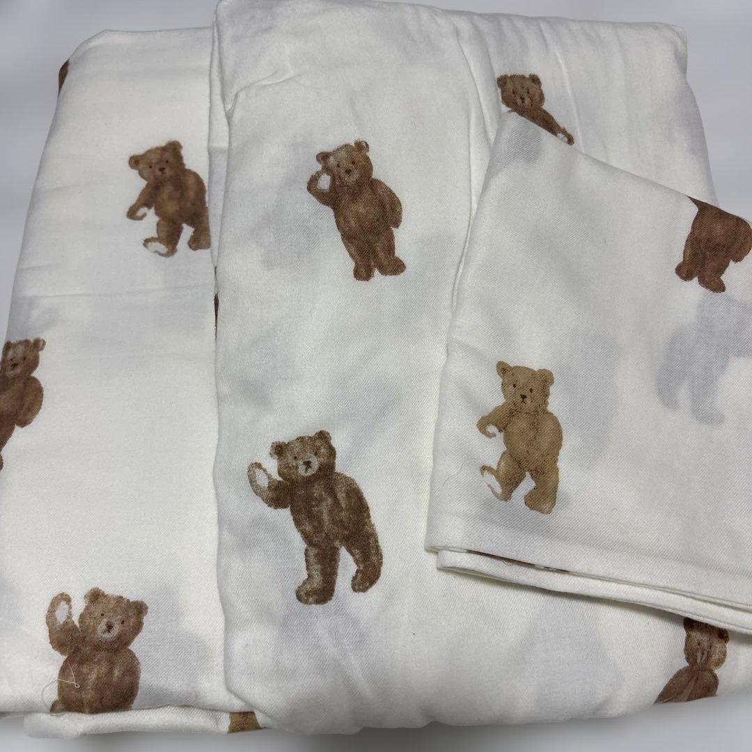【新品】ジェラートピケ 布団カバー、シーツ、枕カバーセット くま柄シングルサイズ
