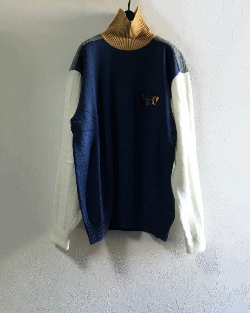 美品 アダバットadabat GOLF 複合マルチ編みマルチカラータートルニット