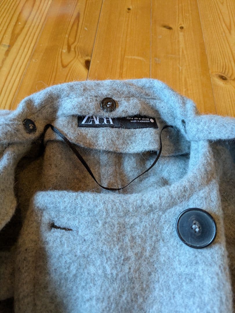 グレー アンゴラナイロンウール混ポンチョコートZARA