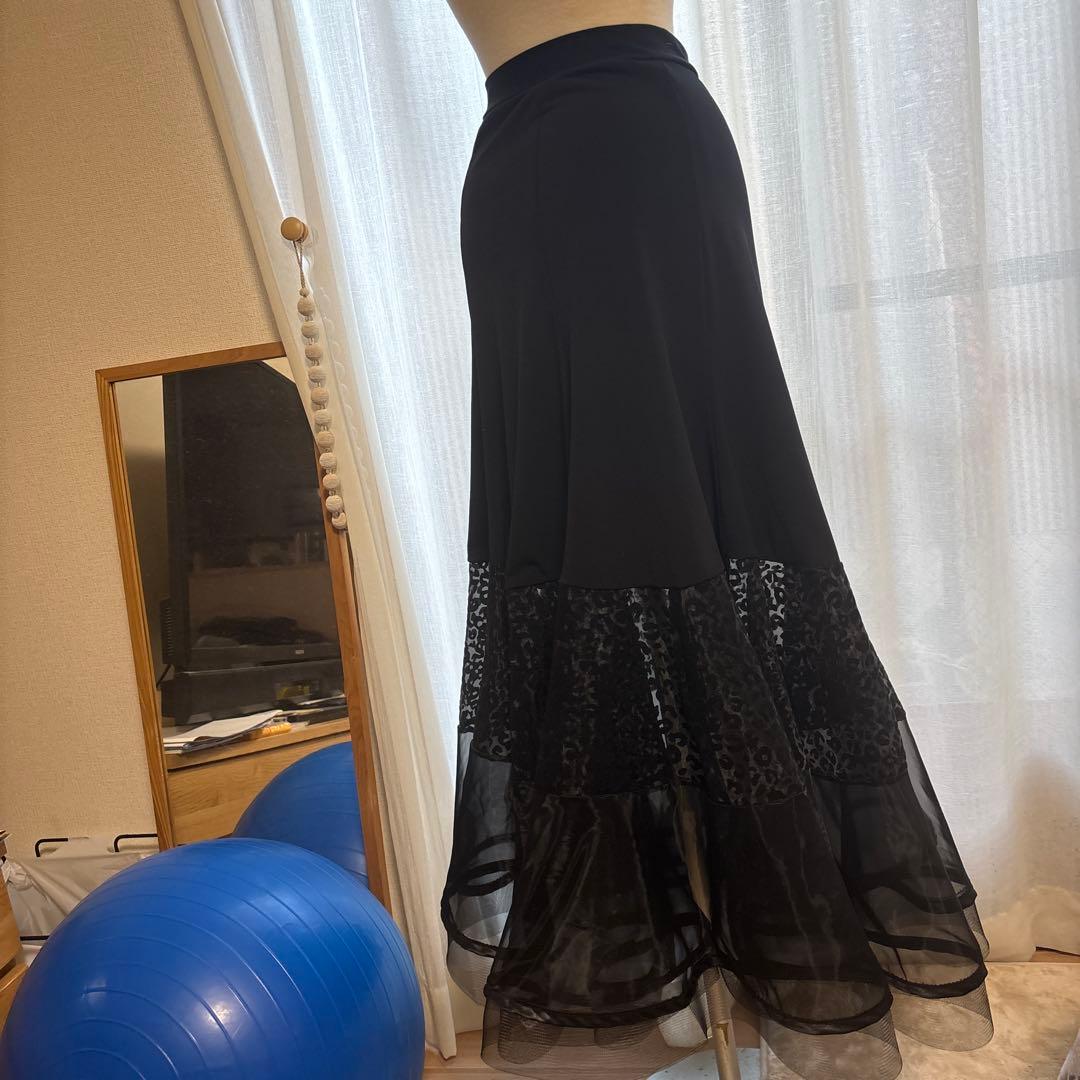 RS 黒 フレア社交ダンススカートM