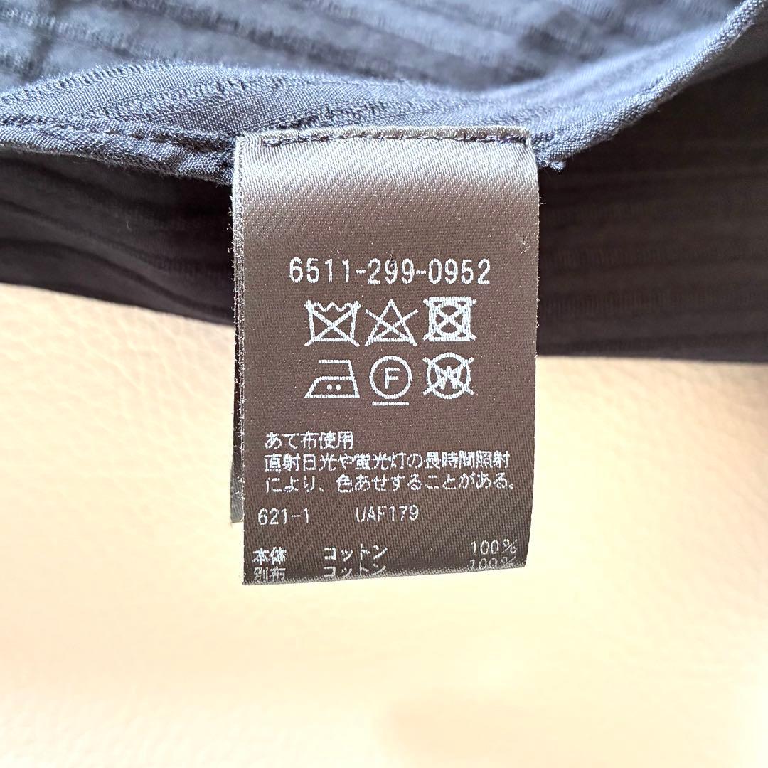Drawer　コットンフリルバックリボンノーカラーブラウス　雑誌掲載品　ネイビー
