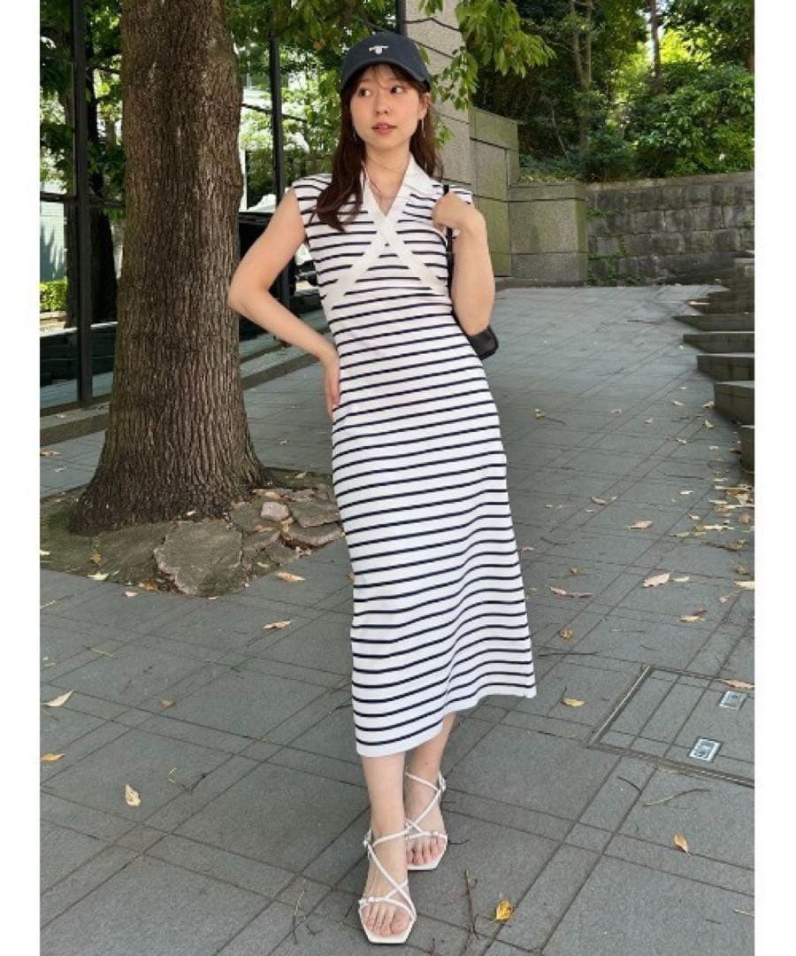 【美品】fray i.d バイカラースキッパーポロニットワンピース