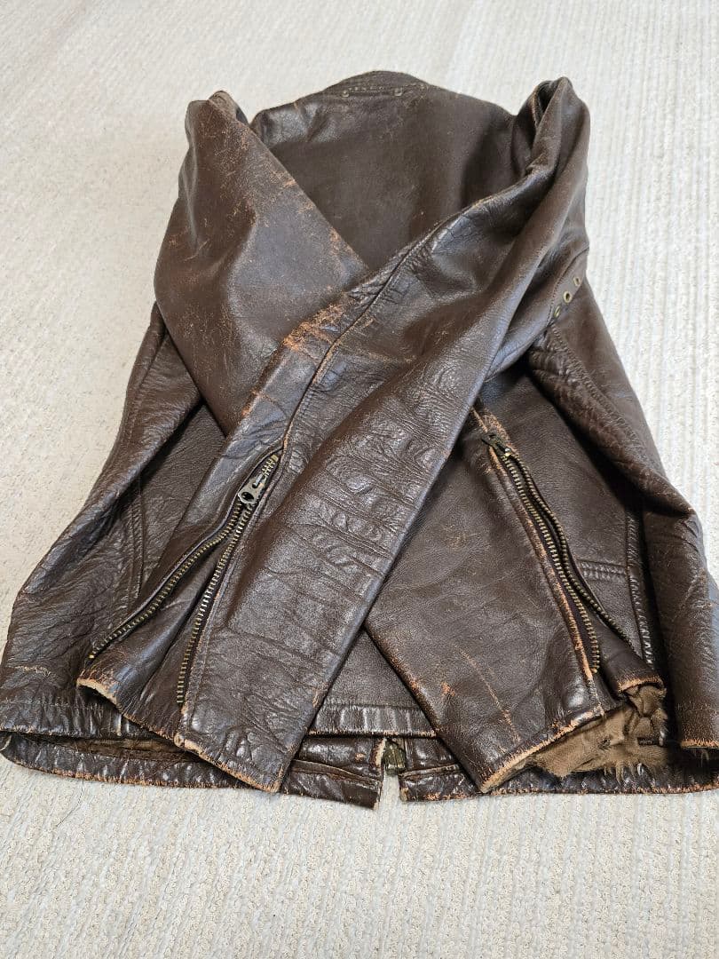 50s～60s ヴィンテージ.レザー シングルライダースジャケット.M.
