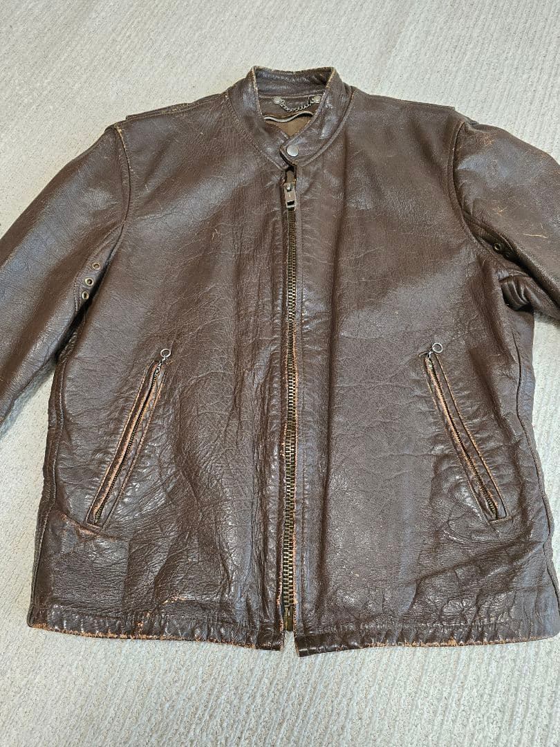 50s～60s ヴィンテージ.レザー シングルライダースジャケット.M.